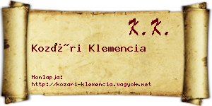Kozári Klemencia névjegykártya